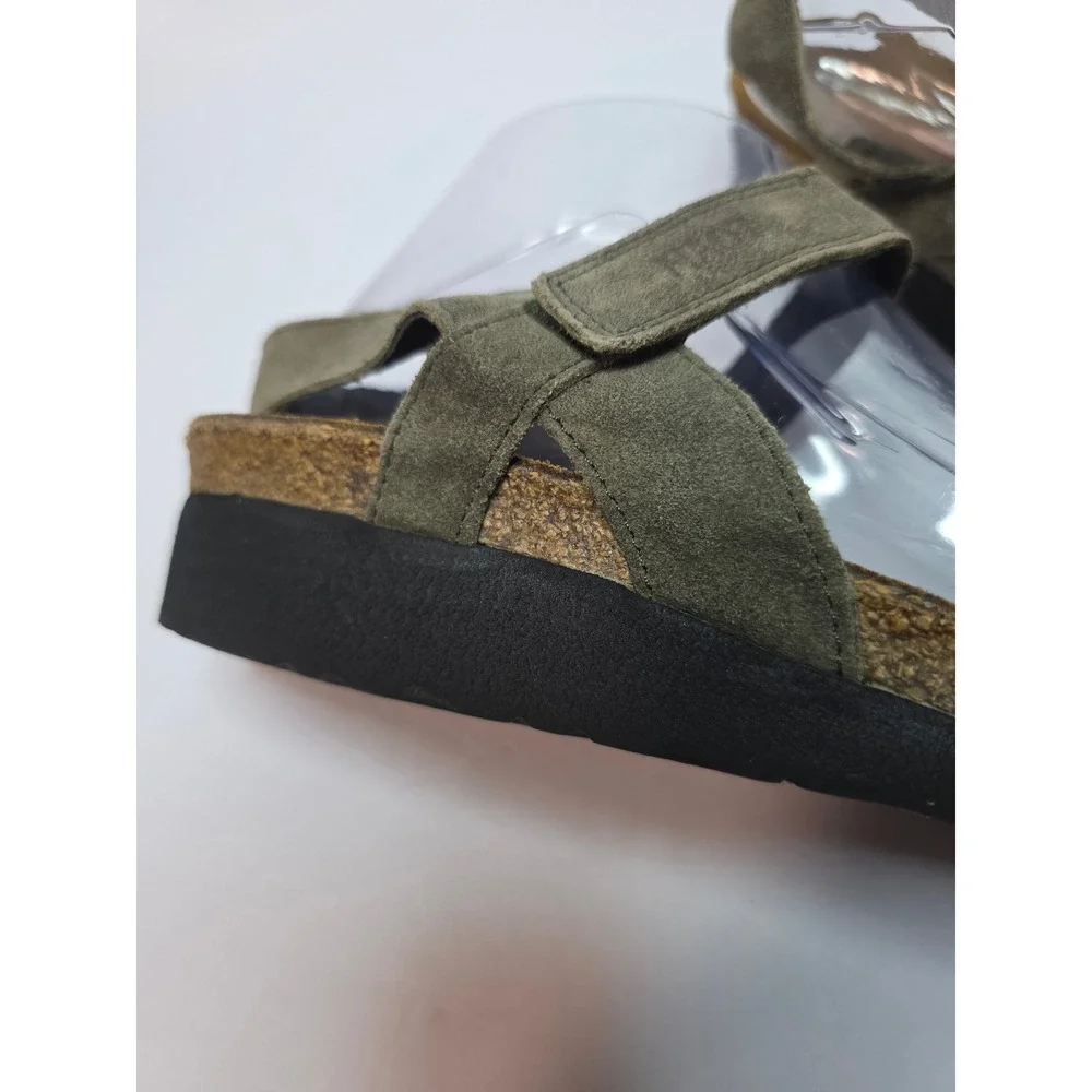 Naot Kayla Olive Green Suede Platform Wedge Sandals EU 42 US 11 Comfy Hippie